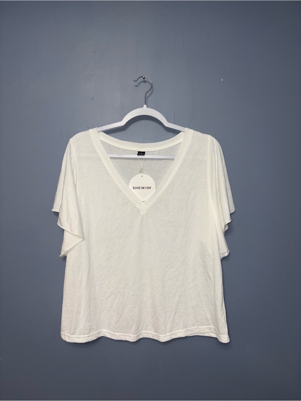 SHEIN • White Ruffle T-Shirt (NWT)